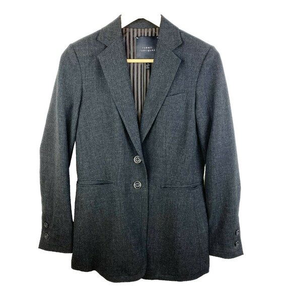 Robert Rodriguez Blazer Womens Size 6 Dark Gray 2 Button Jacket Career Work - Picture 1 of 5
